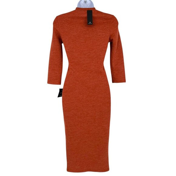 Lulus Conversation Starter Rust Orange Midi Knit Dress Size Small NWT - Picture 6 of 9